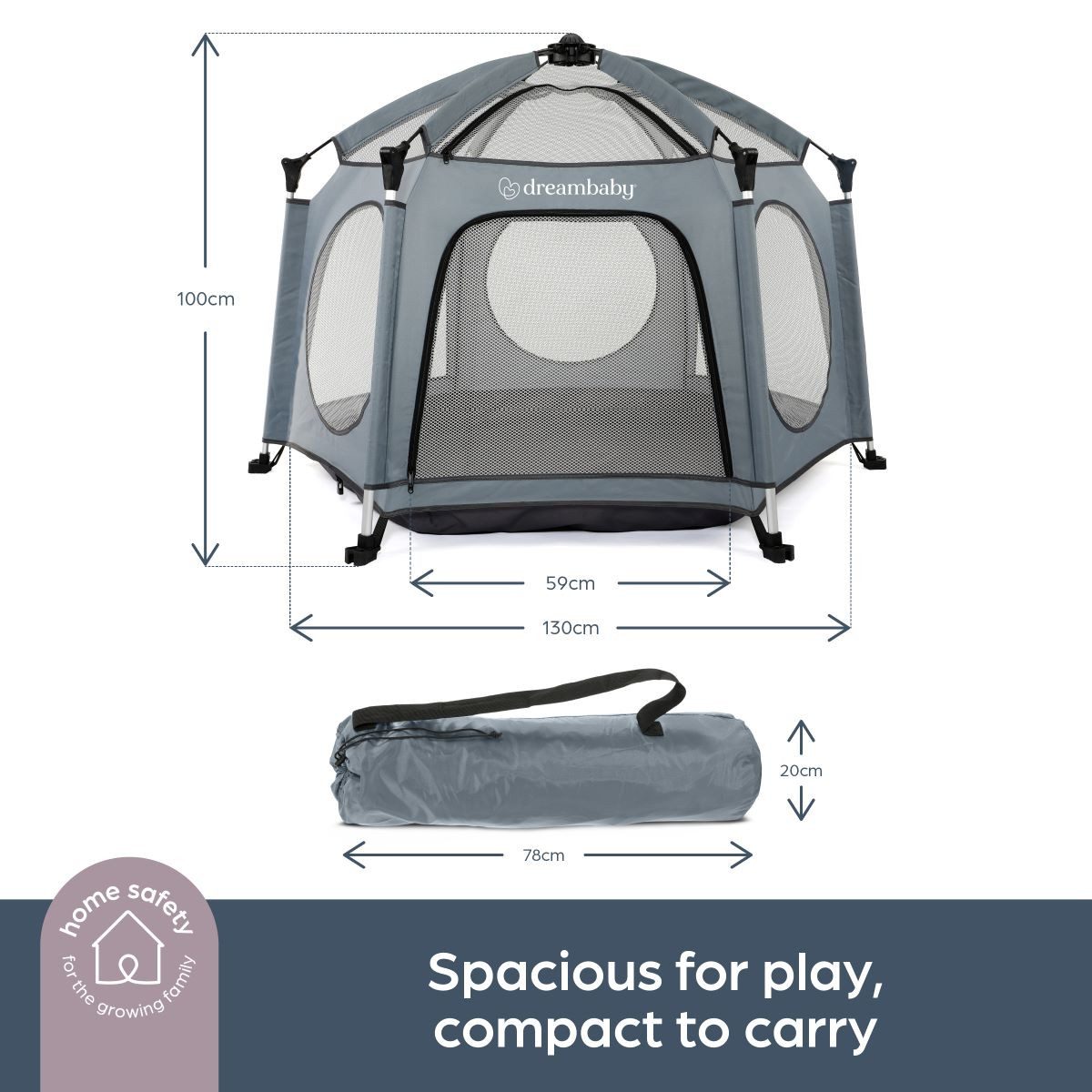 Dreambaby Laufstall Laufstall mit Pop-Up Funktion, 6-eckiger Reiselaufstall, faltbar