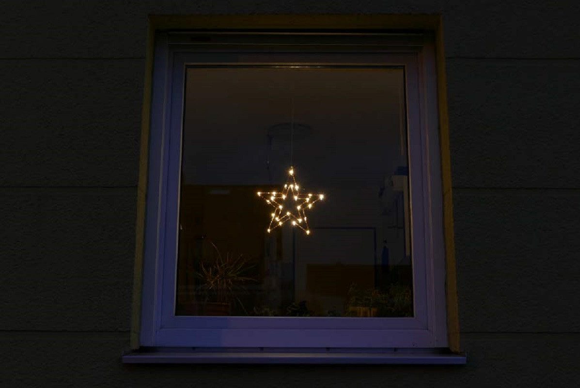 Gartenpirat LED Stern Weihnachtsstern aus kupferfarbenem Draht mit LED-Lichtern warmweiß, LED fest integriert, Warmweiß, Timer-und Schalter-Funktion: Schalter mit 3 Funktionen(ON/OFF/TIMER)