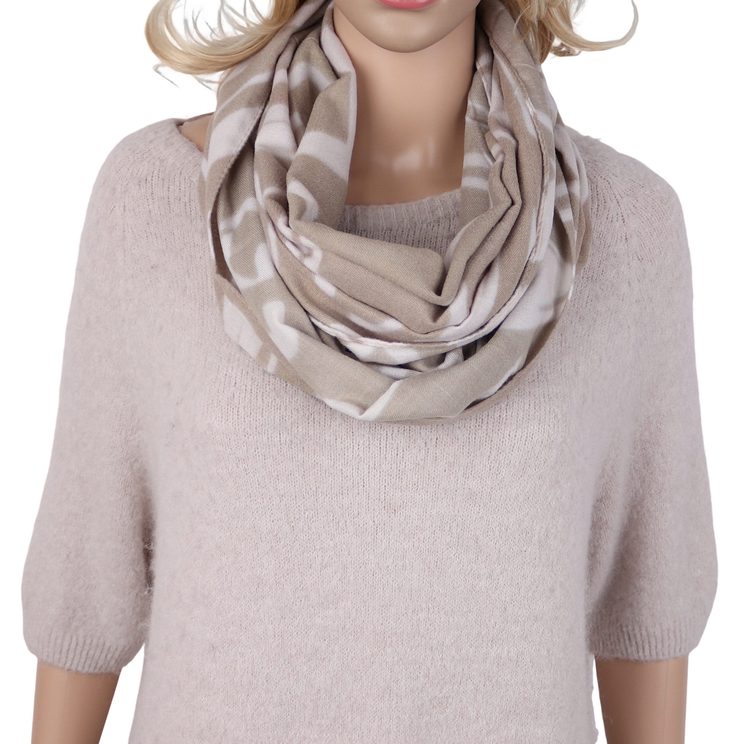 MIRROSI Loop Damen Loop Schal 40x160 cm – superweiche, mit abstraktem Muster, (ca.160x40cm, zweimal um den Hals wickelbar, Neue Kollektion Herbst/Winter 2026), warm Schlauchschal ideal für Herst und Winter