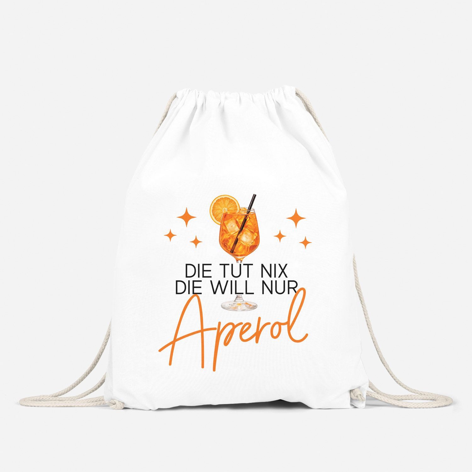 MoonWorks Turnbeutel Turnbeutel Spruch Lustig - Die will nur Aperol - Gruppenoutfit Gadget – Bild 2 von 5