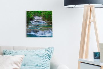 OneMillionCanvasses® Leinwandbild Wasserfall - Bäume - Natur - Dschungel, (1 St), Leinwand Bilder für Wohnzimmer Schlafzimmer