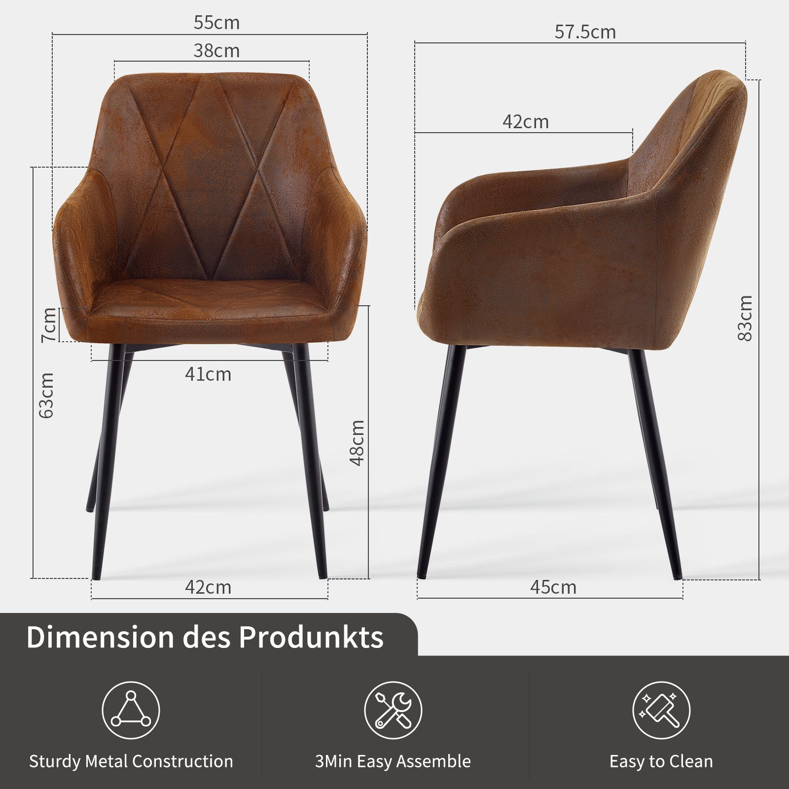 JYMTOM Esszimmerstuhl mit gepolstertem Sitz, Wohnzimmerstuhl, Polsterstuhl, günstig online kaufen