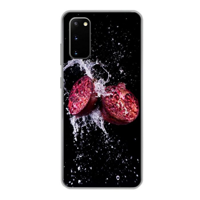 MuchoWow Handyhülle Granatapfel - Frucht - Wasser - Schwarz - Violett Phone Case Handyhülle Samsung Galaxy S20 Silikon Schutzhülle