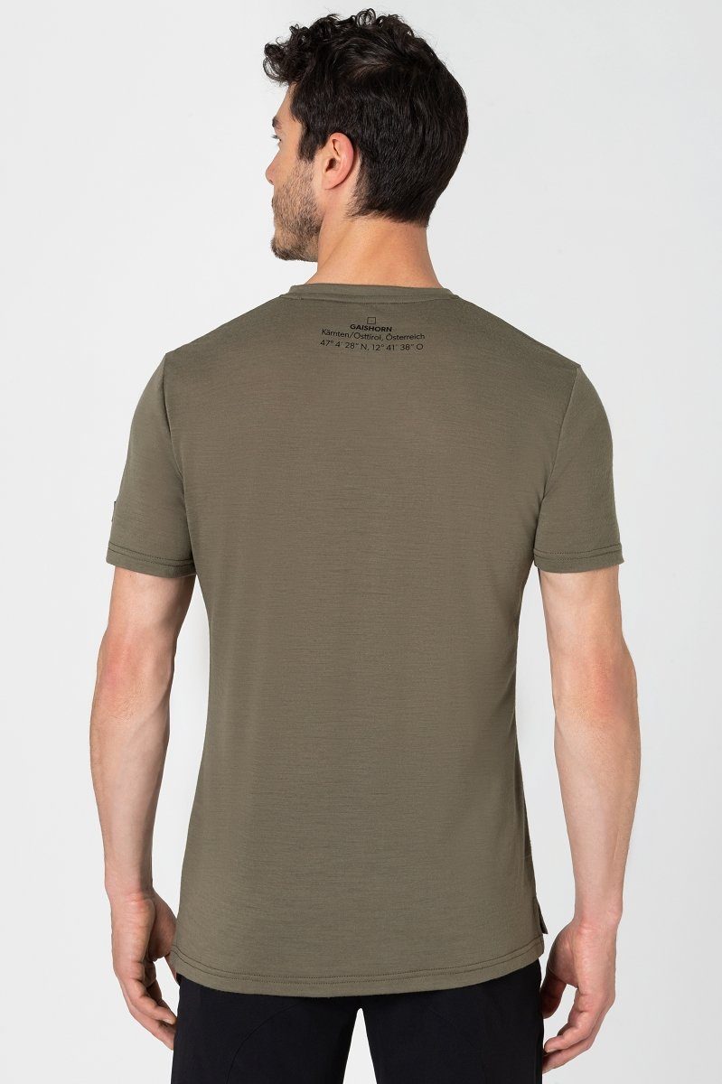 SUPER.NATURAL Print-Shirt Merino Grey/Jet Stone Merino-Materialmix wärmender TEE Black M T-Shirt GROSSGLOCKNER