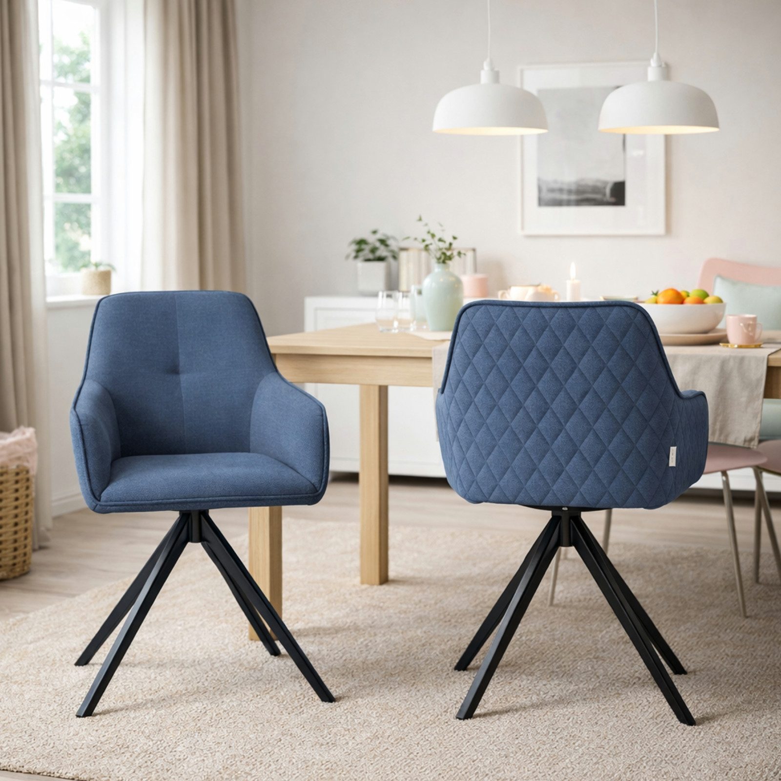 HAGO Esszimmerstuhl 360° Drehstuhl Armlehne Wohnzimmerstuhl Sessel Designerstuhl Polster