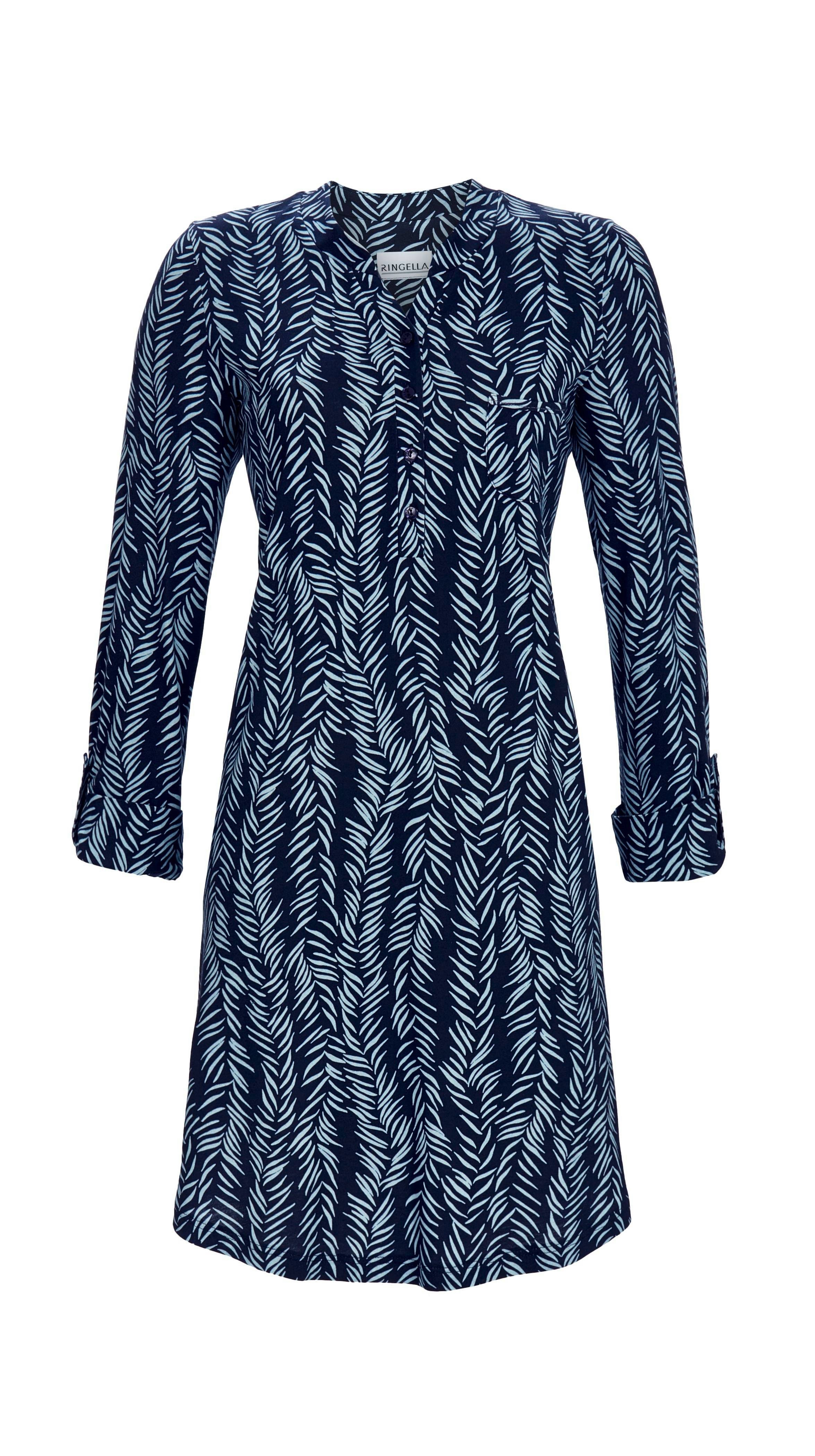 Ringella Nachthemd mit Knopfleiste und Krempelarm Alloverdruck günstig online kaufen