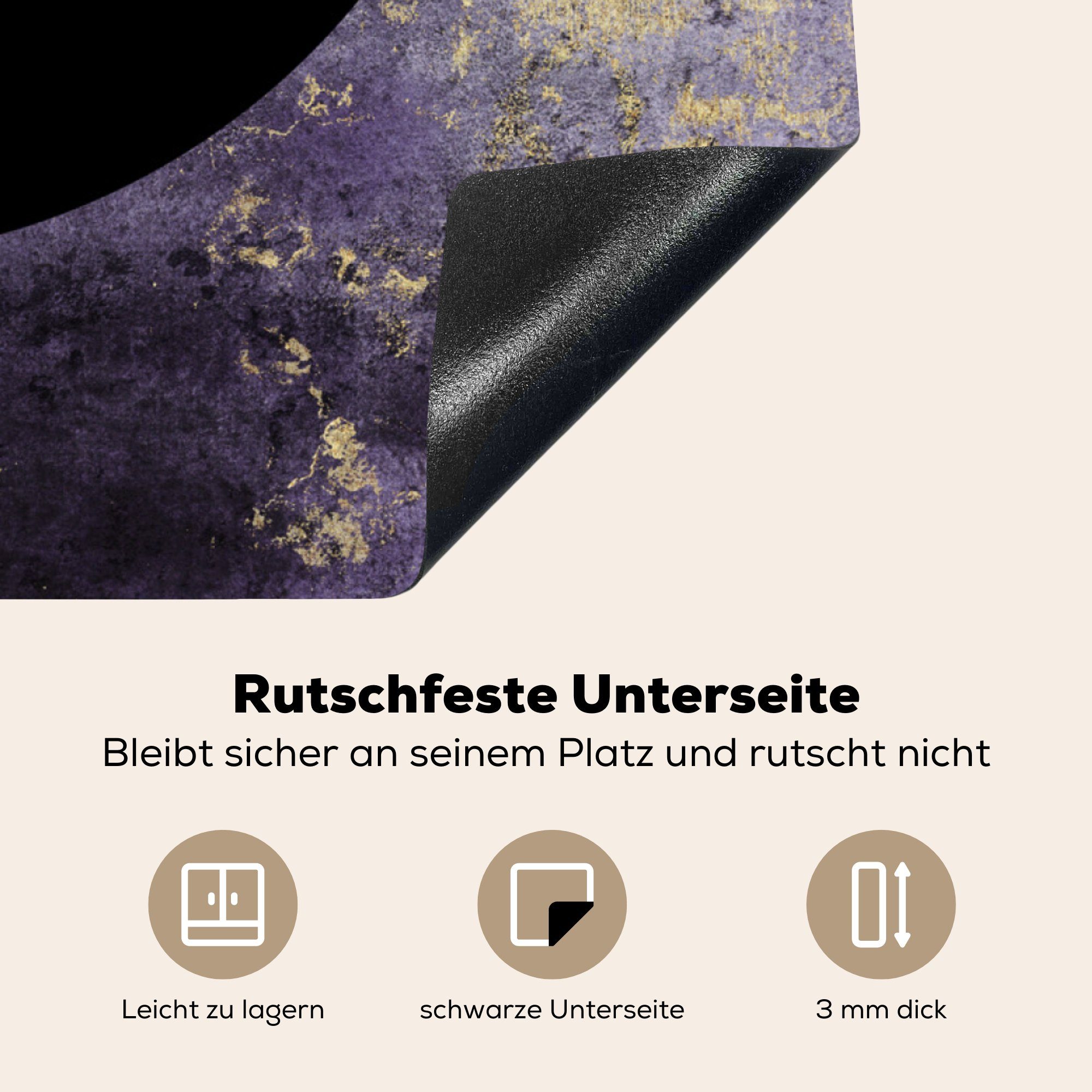 tlg), MuchoWow - Vinyl, (1 cm, Arbeitsplatte für küche Herdblende-/Abdeckplatte 78x78 Zitat - Ceranfeldabdeckung, Zukunft Gold,