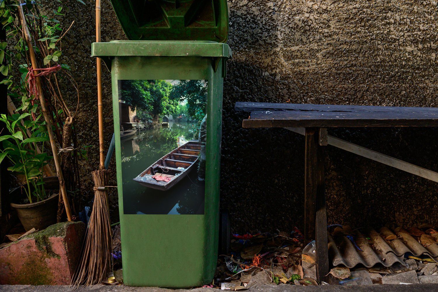 Mülleimer-aufkleber, in von der (1 Nähe Guangzhou St), Sticker, Abfalbehälter MuchoWow Boot Wandsticker Mülltonne, Ein Container,
