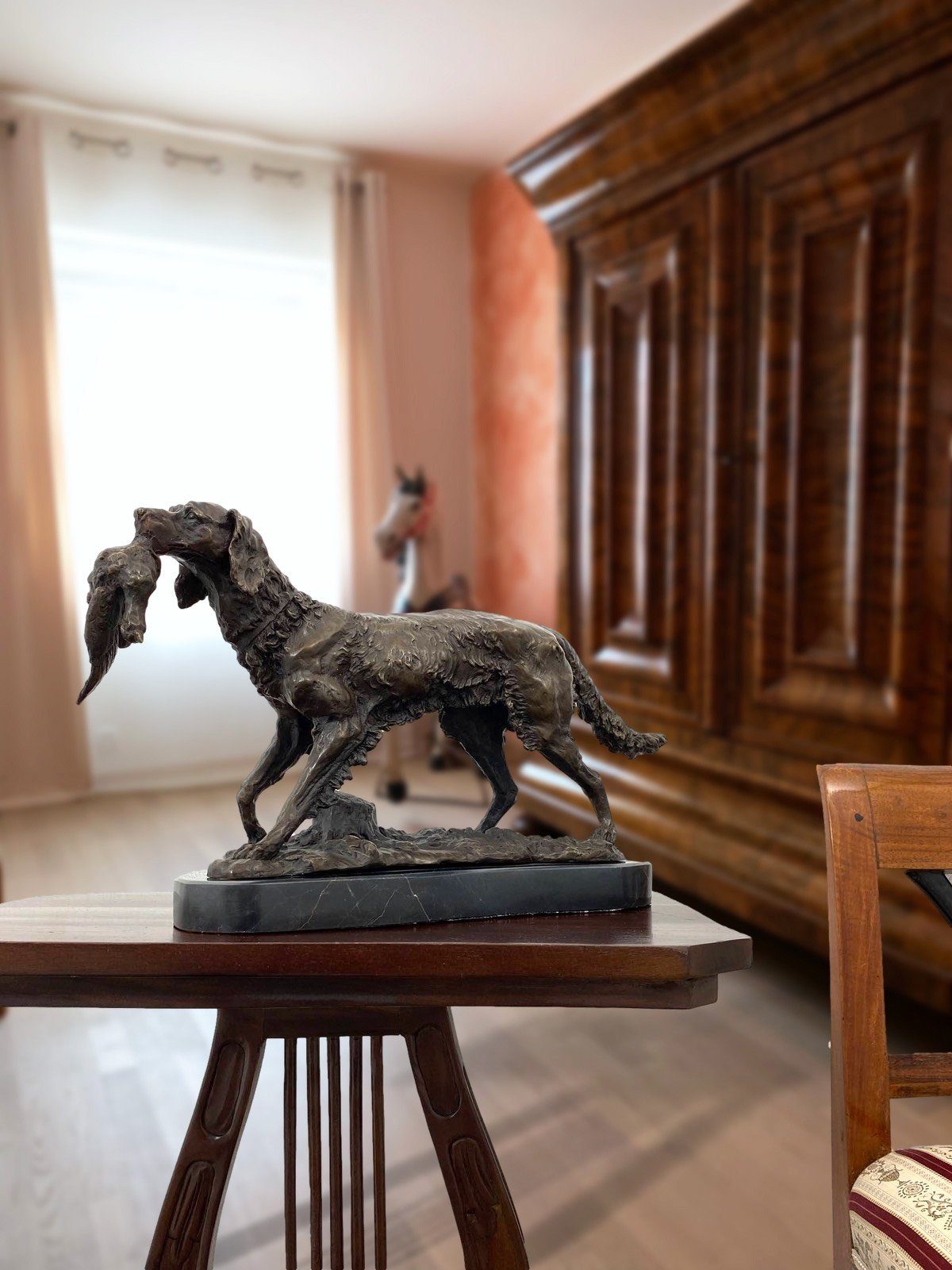Aubaho Skulptur Bronzeskulptur Hund Bronze Mene Statue Figur nach Antik-Stil Jagdhund