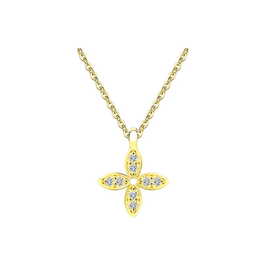 Kette mit Anhänger 925 Silber vergoldet Serelina Kleeblatt Zirkonia