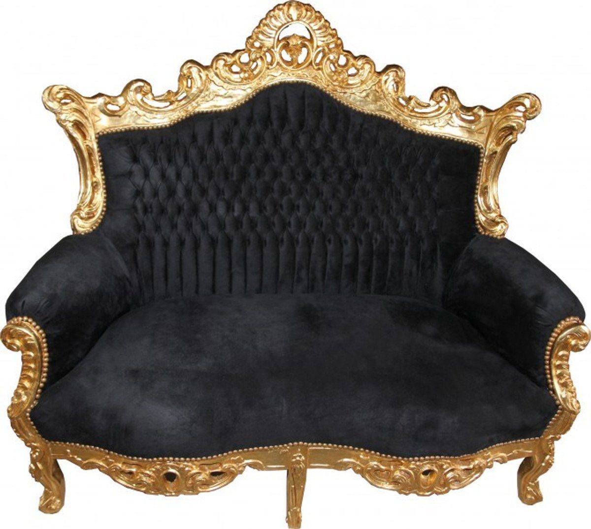 Casa Padrino 2-Sitzer Barock 2er Sofa Master Schwarz / Gold - Antik Stil Möbel