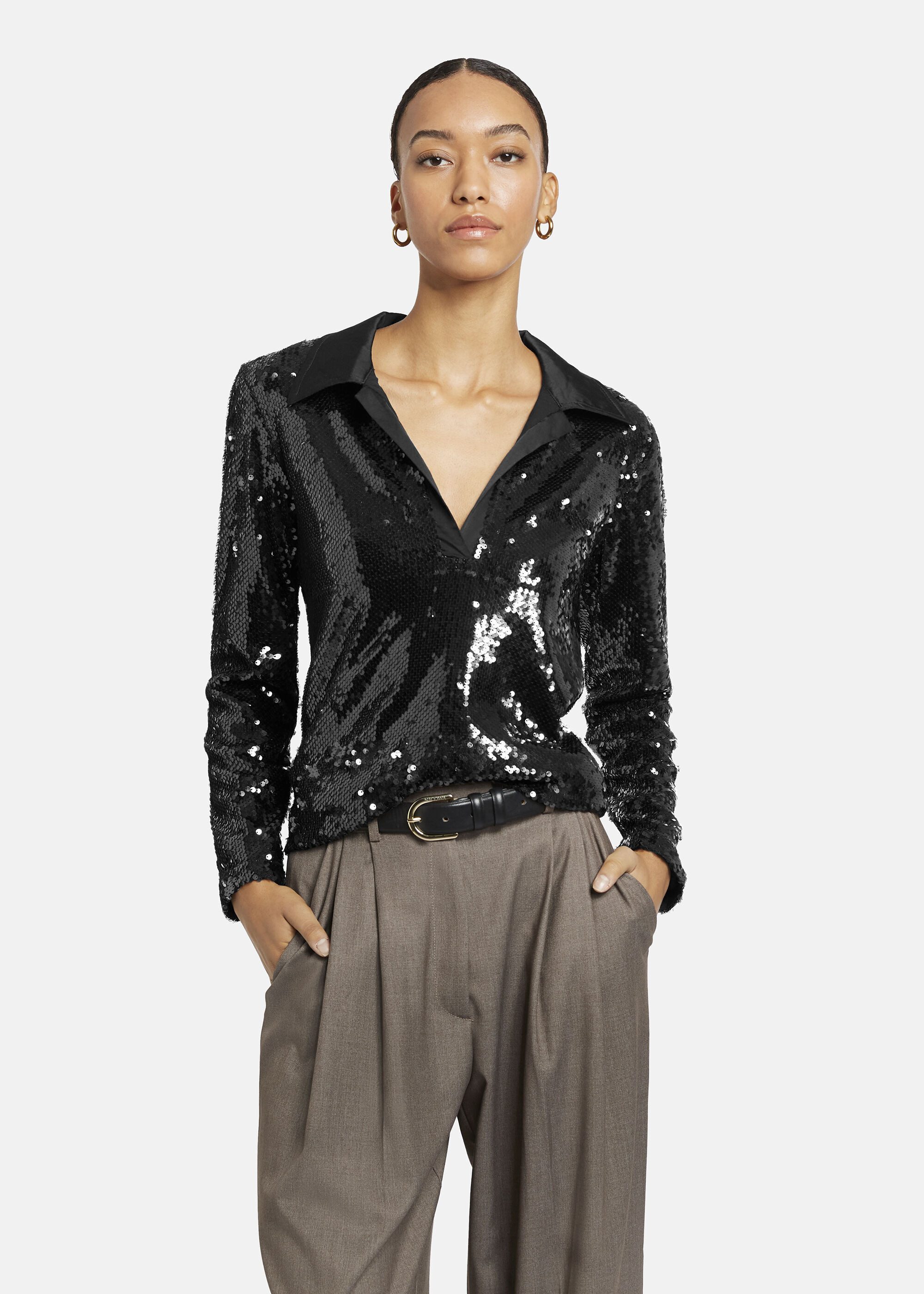 Nicowa Poloshirt ORIWILO (1-tlg) aus Pailletten-Material