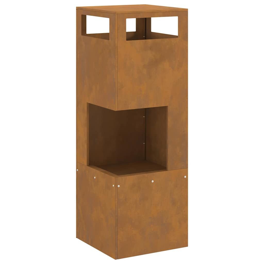 Feuerstelle Feuerplatz Braun 35 x 35 x 100 cm Witterungsbeständiger Stahl