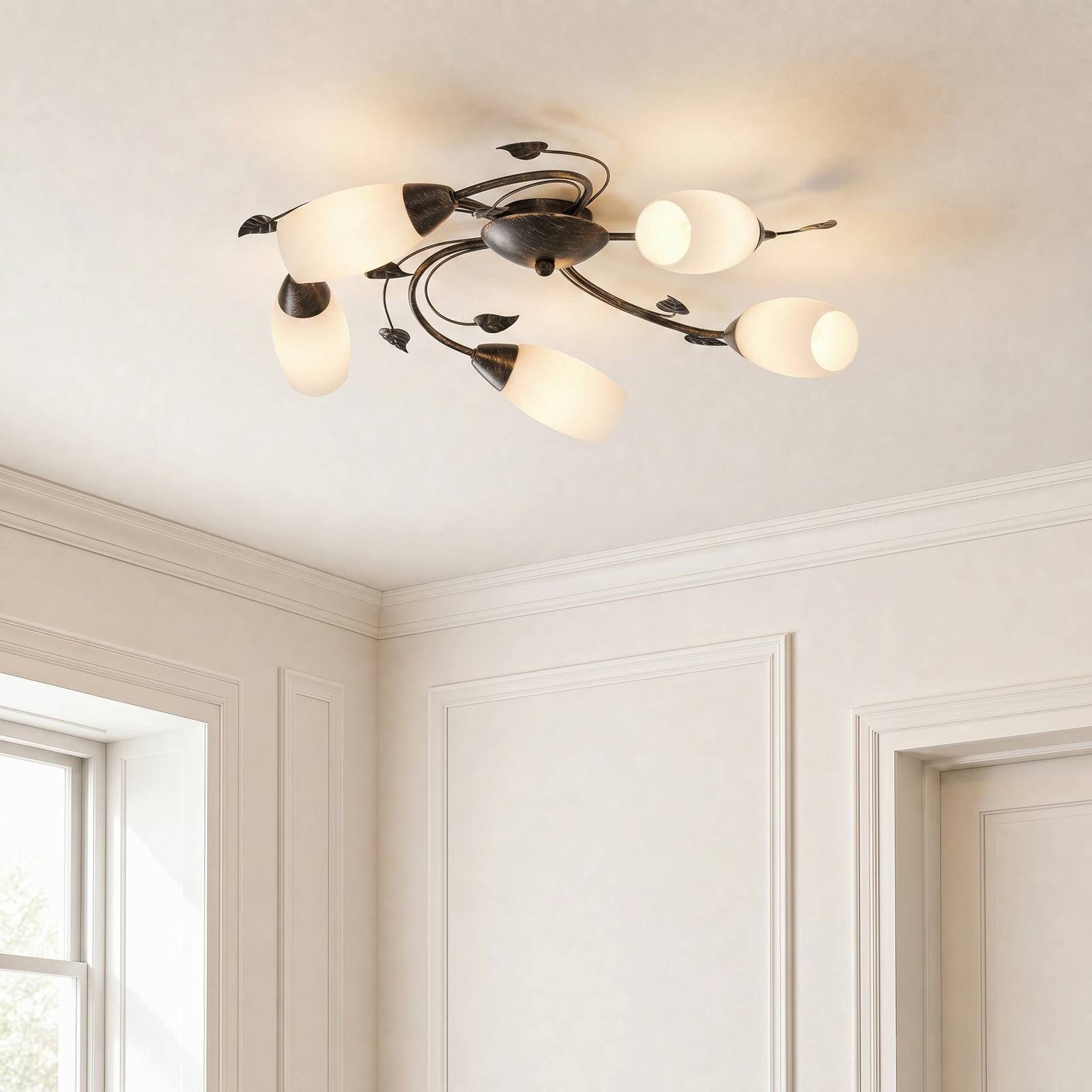 Lindby Deckenleuchten Stefania, Metall, Braun IP20, 5 x 5 W LED