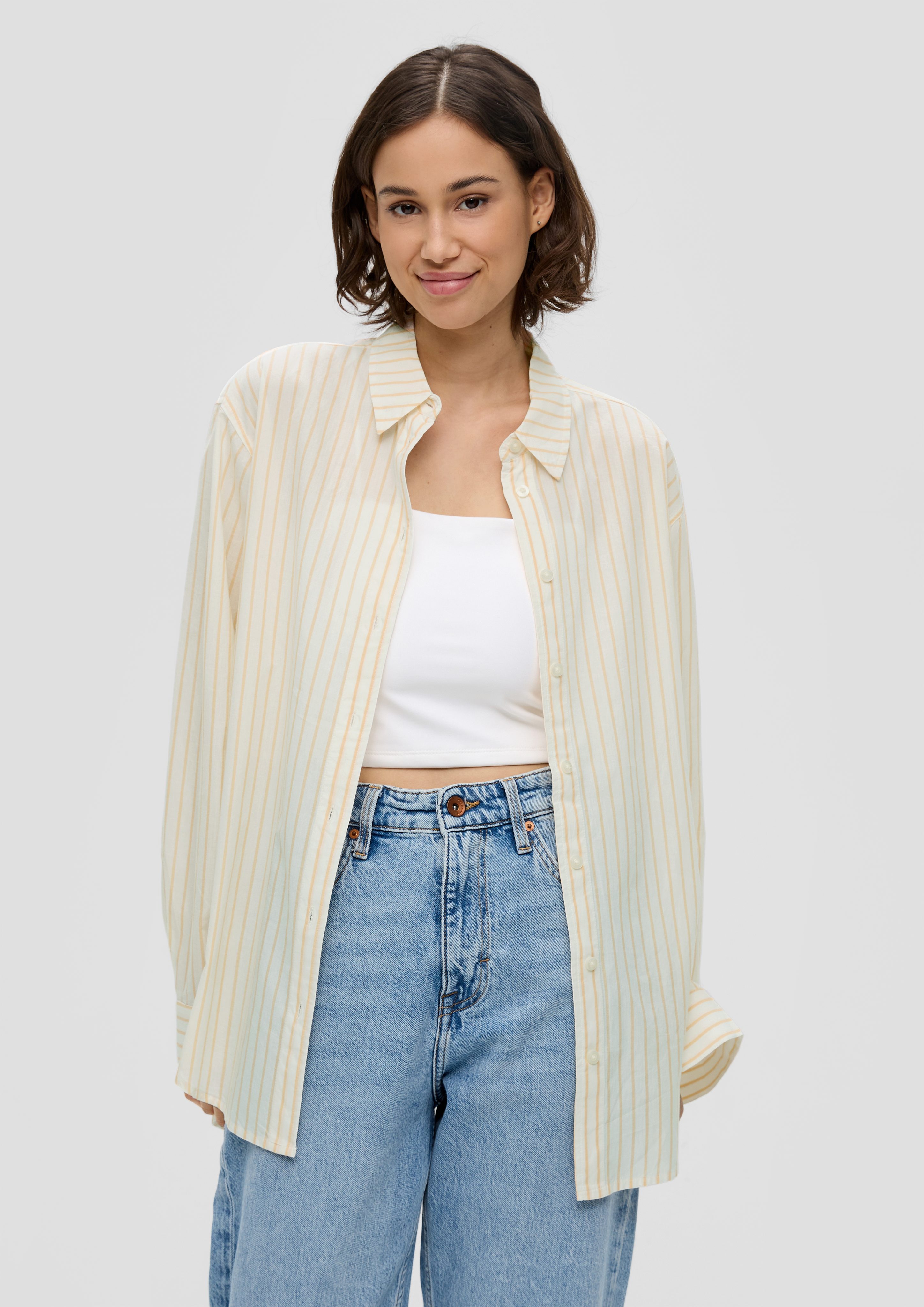 Langarmbluse Longbluse mit Streifen