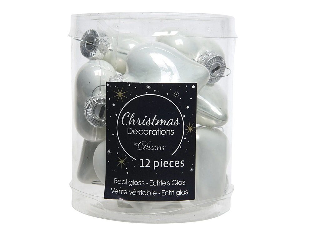Weihnachtsbaumkugel Christbaumschmuck Herzen Glas 2 x 4,5 x 4 cm 12St