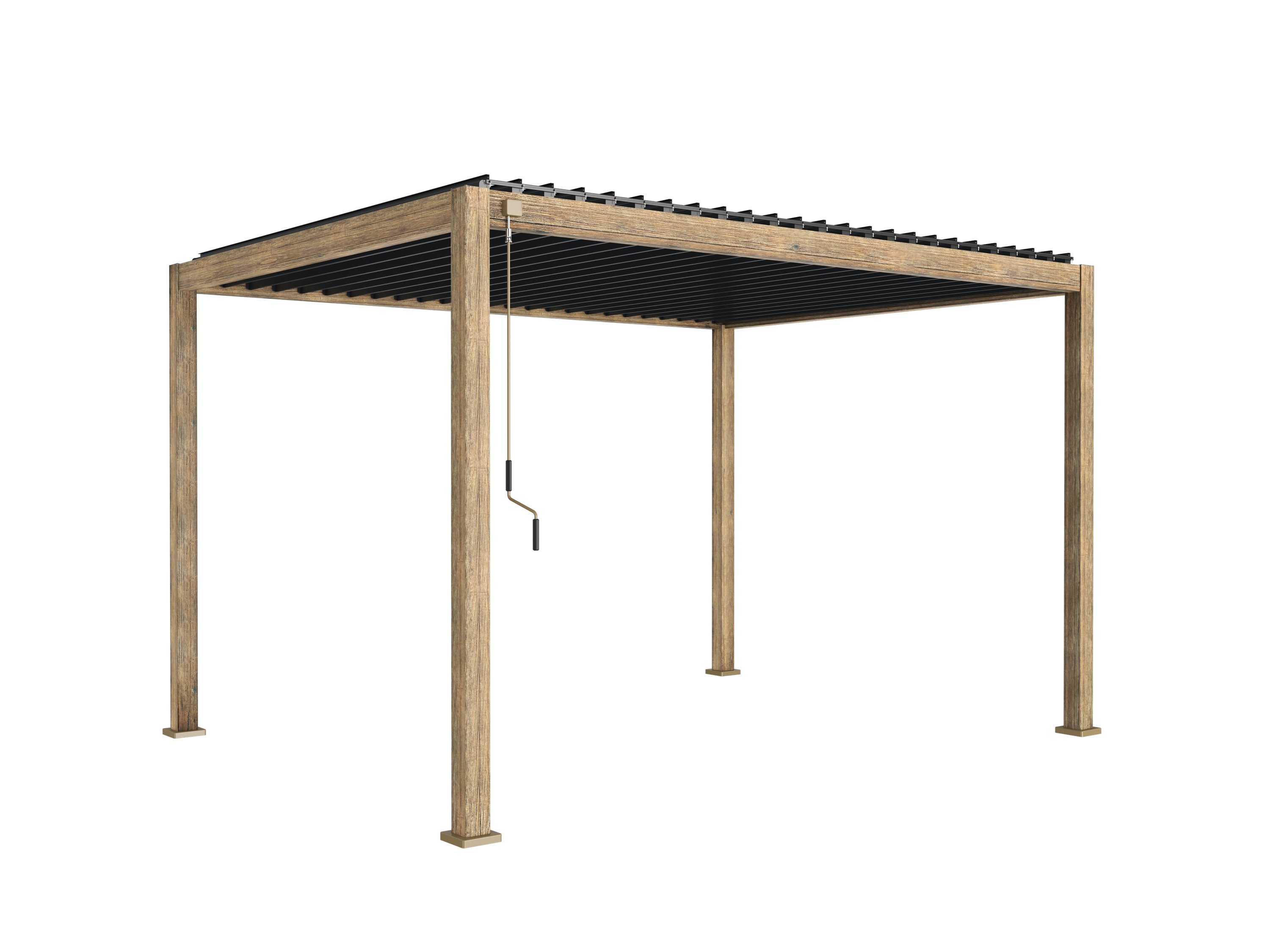 Weide Pergola Weide Deluxe 3,6 x 4 M mit Hellbrauner Holzoptik Pavillon