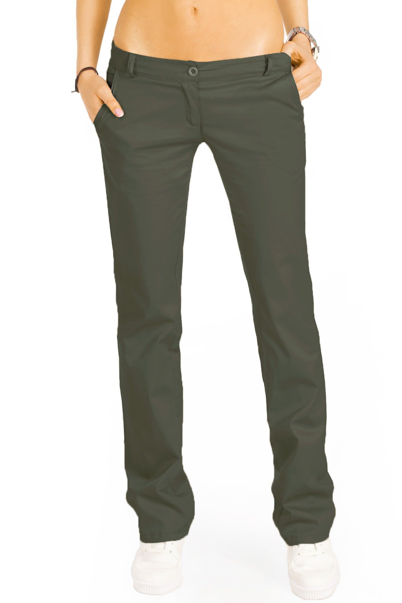 be styled Bootcuthose low waist Damenhosen, ausgestellte Hüfthose in vielen Farben j20k khaki