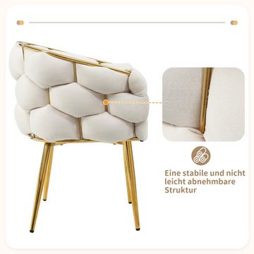 OKWISH Polsterstuhl mit Armlehnen und Rückenlehne (1 St), Stühle mit Metallbeinen, beige Stühle, Bubble Stühle