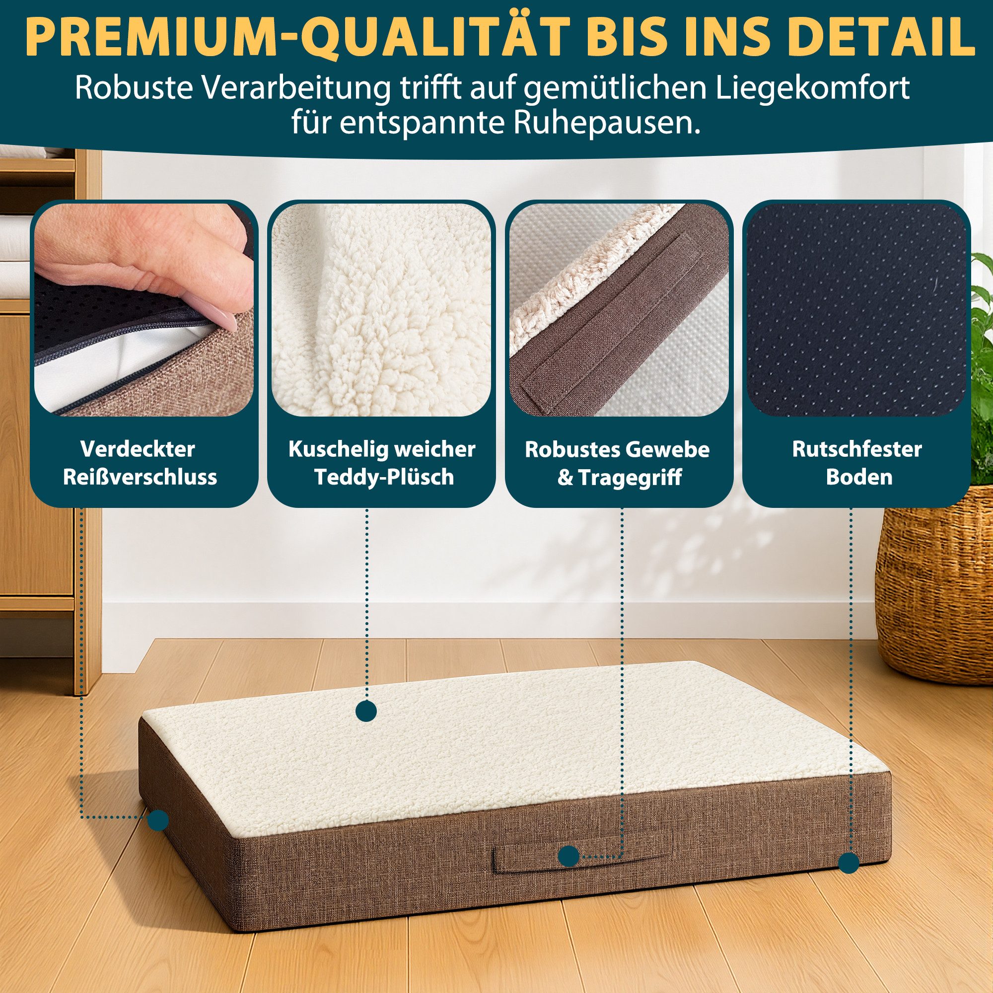 Petsation Hundebett Orthopädisches Hundebett mit Memory Foam, Orthopädischer Memory Foam für optimale Druckentlastung – Bild 5 von 5