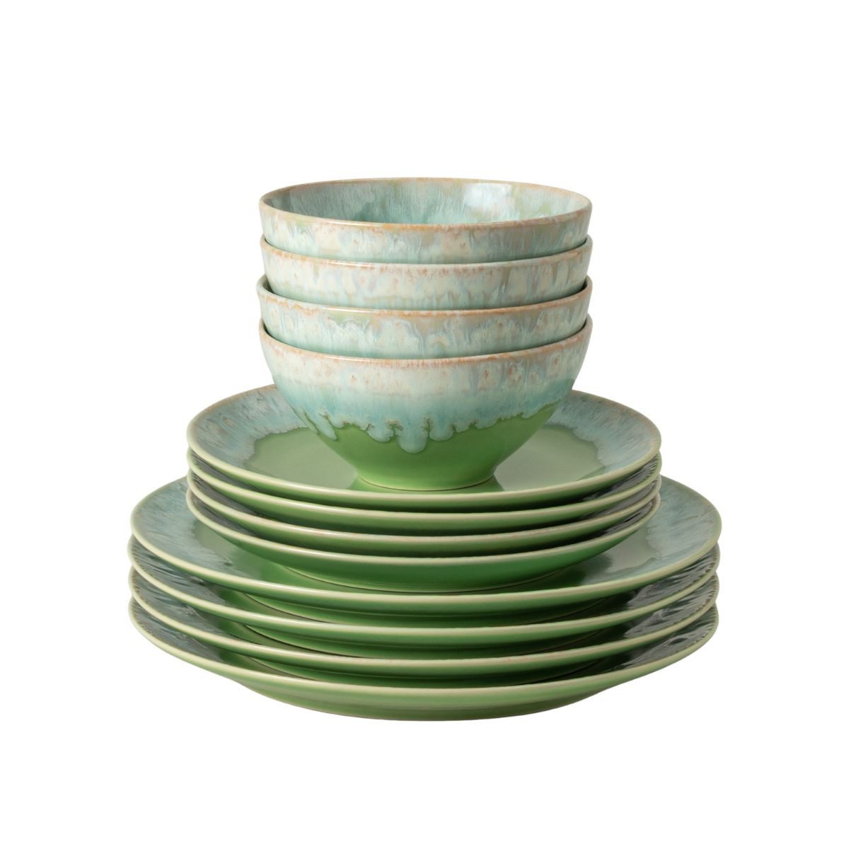 Costa Nova Geschirr-Set Taormina, Müslischale, Casafina (by Costa Nova) - Lime Green (12-tlg), 4 Personen, Keramik, Hohe Brenntemperaturen, porenfrei hygienisch, wärmeschockbeständig