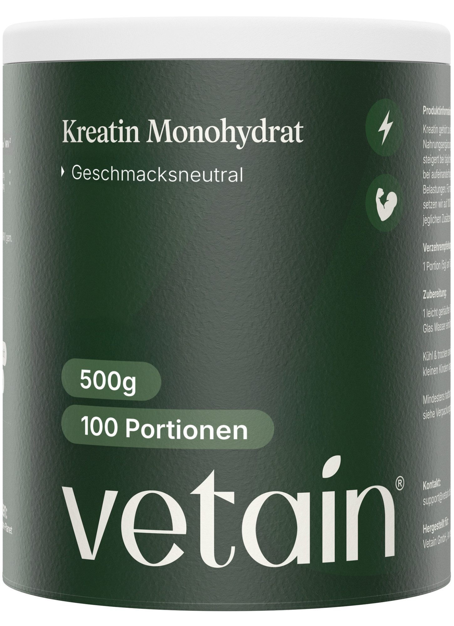 VETAIN Creatin Monohydrat - Ultrafein - hochdosiertes Pulver, - Kreatin Pulver à 500 g