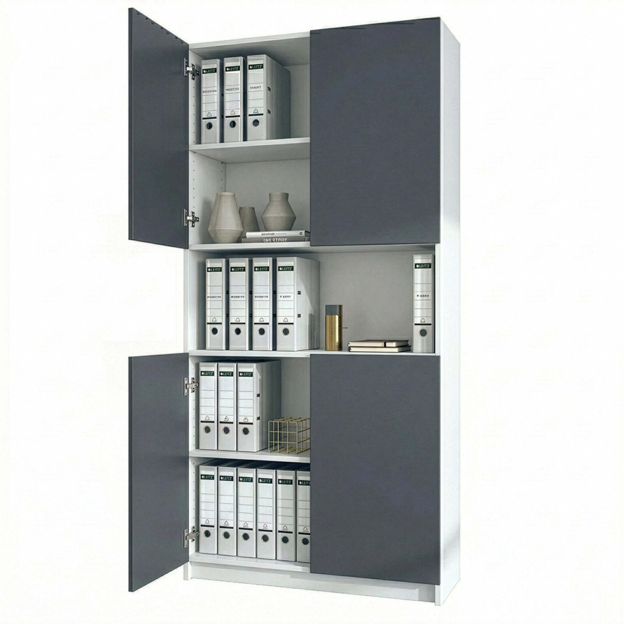 InnoFurn Aktenschrank Elona M2 Büroschrank (Ordnerschrank, Schrank für Büro, Home Office (82 x 184 x 37 cm) Aufbewahrungschrank mit Soft-Close & Push-to-Open