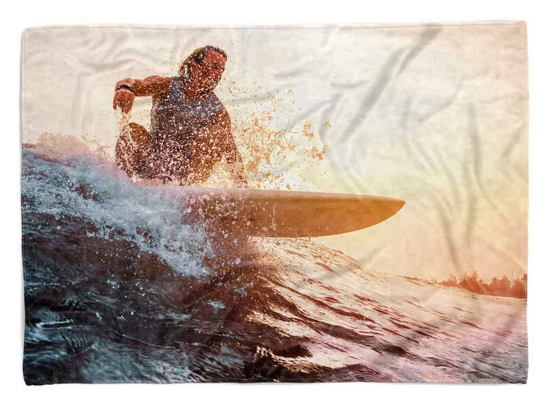 Sinus Art Handtücher Handtuch Strandhandtuch Saunatuch Kuscheldecke mit Fotomotiv Surfer Wellenreite, Baumwolle-Polyester-Mix (1-St), Handtuch