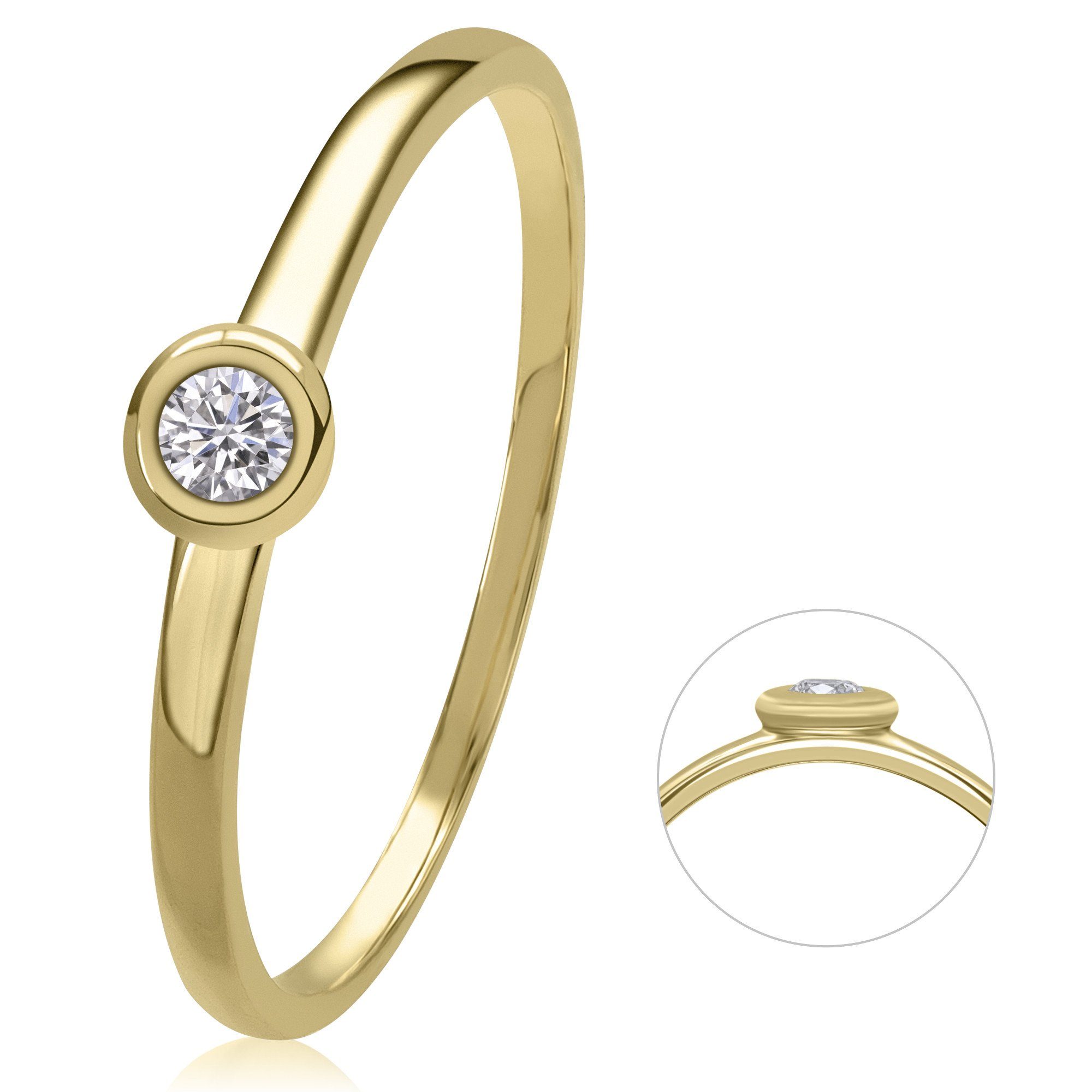 ct Schmuck Diamant Gold 0,05 Gelbgold, Brillant Damen aus Diamantring ONE ELEMENT Ring 585