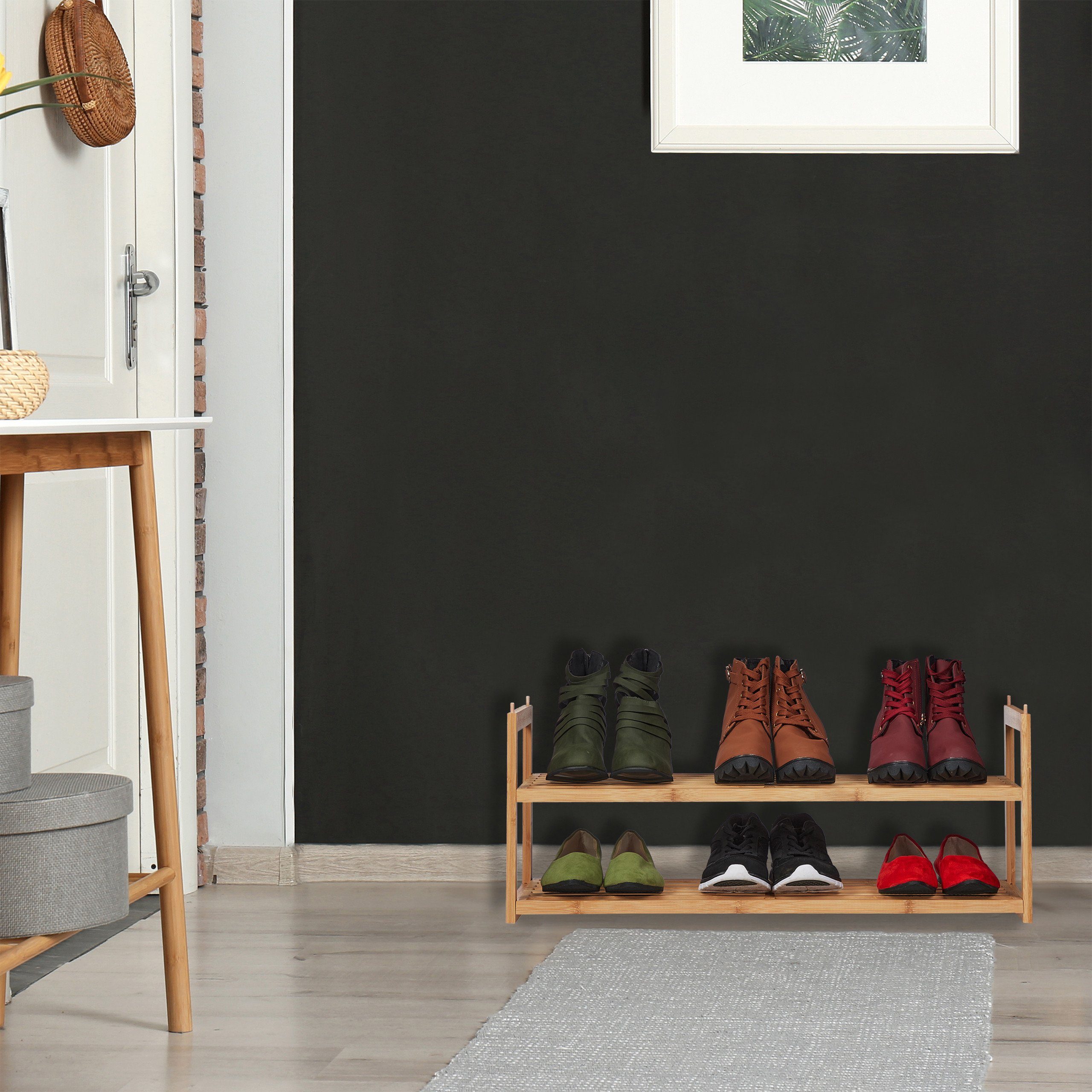 relaxdays Schuhregal Bambus Schuhregal stapelbar günstig online kaufen