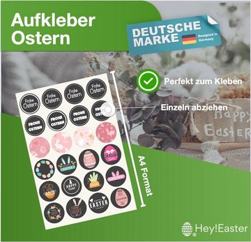 Hey!Easter® Sticker 24er Ostern Aufkleber Ø 5 cm - Ostereier Sticker, Ostern Dekoration, 5 cm Durchmesser