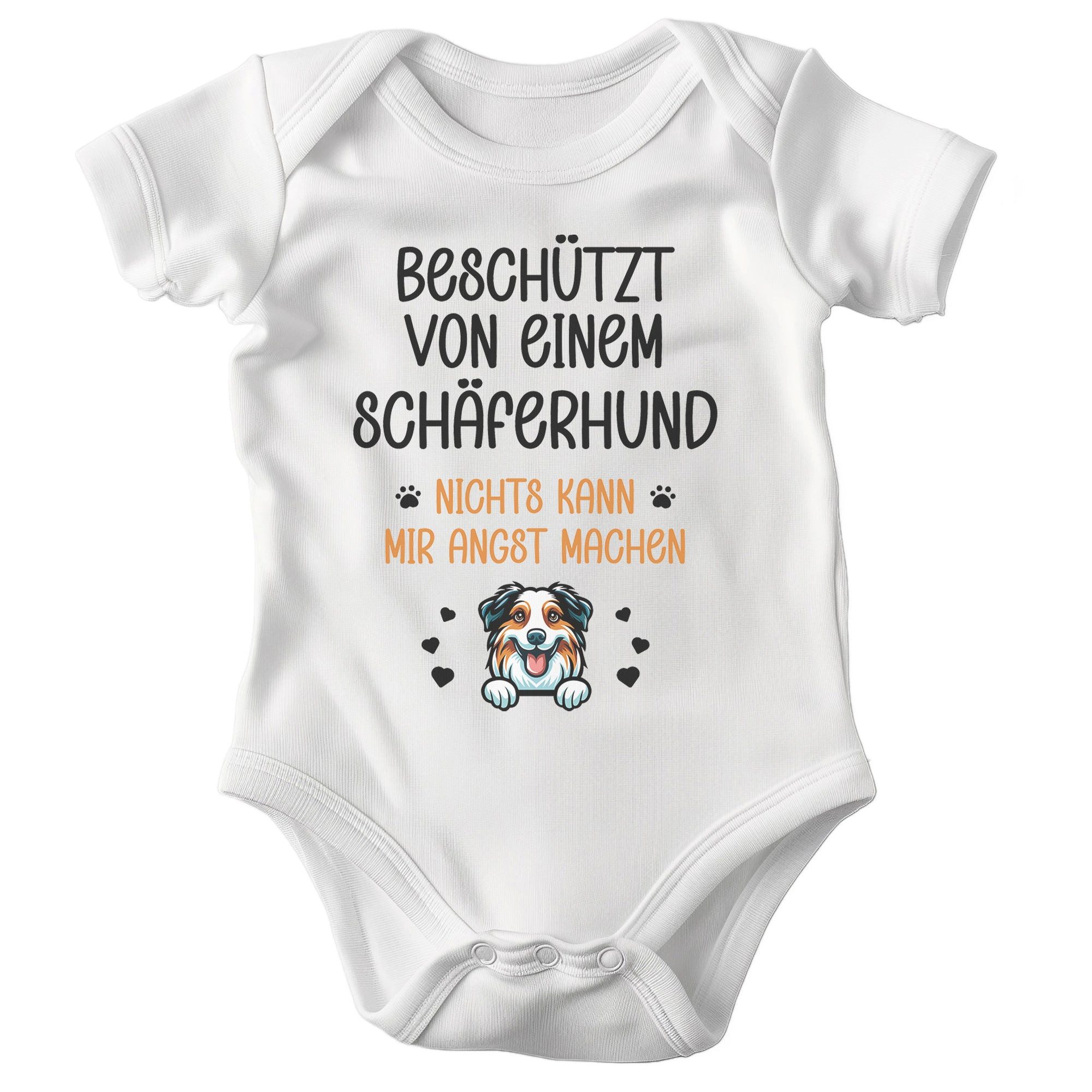 22Feels Kurzarmbody Bio Unisex Babybody Weiß Australian Shepherd Beschützt Geschenk BIO-Baumwolle - In Deutschland Bedruckt - Niedlicher Print