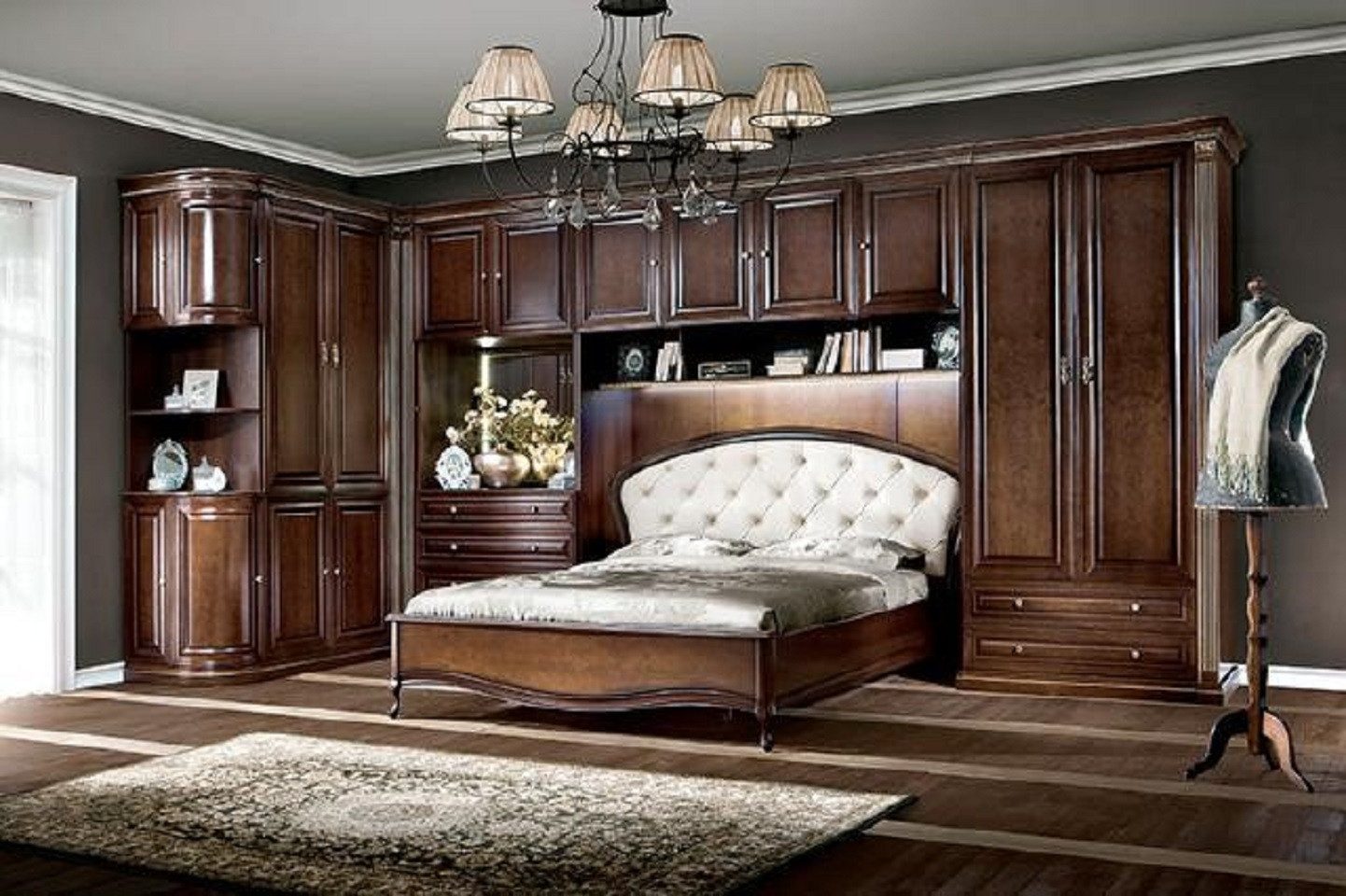 Xlmoebel Schlafzimmer-Set Schlafzimmer-Set Verona IV in elegantem Design mit Oberschrank, (6-tlg., Bett + Oberschrank Schrank), Hergestellt in Europa