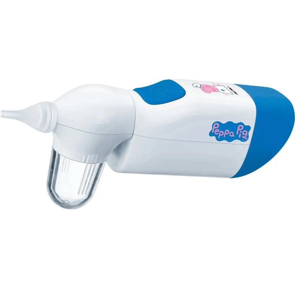 Sanitas Nasensauger, 5-tlg., 2 Silikonaufsaetze (Peppa Pig), Geräuscharm, ergonomisch, für 0 bis 12 Jahre