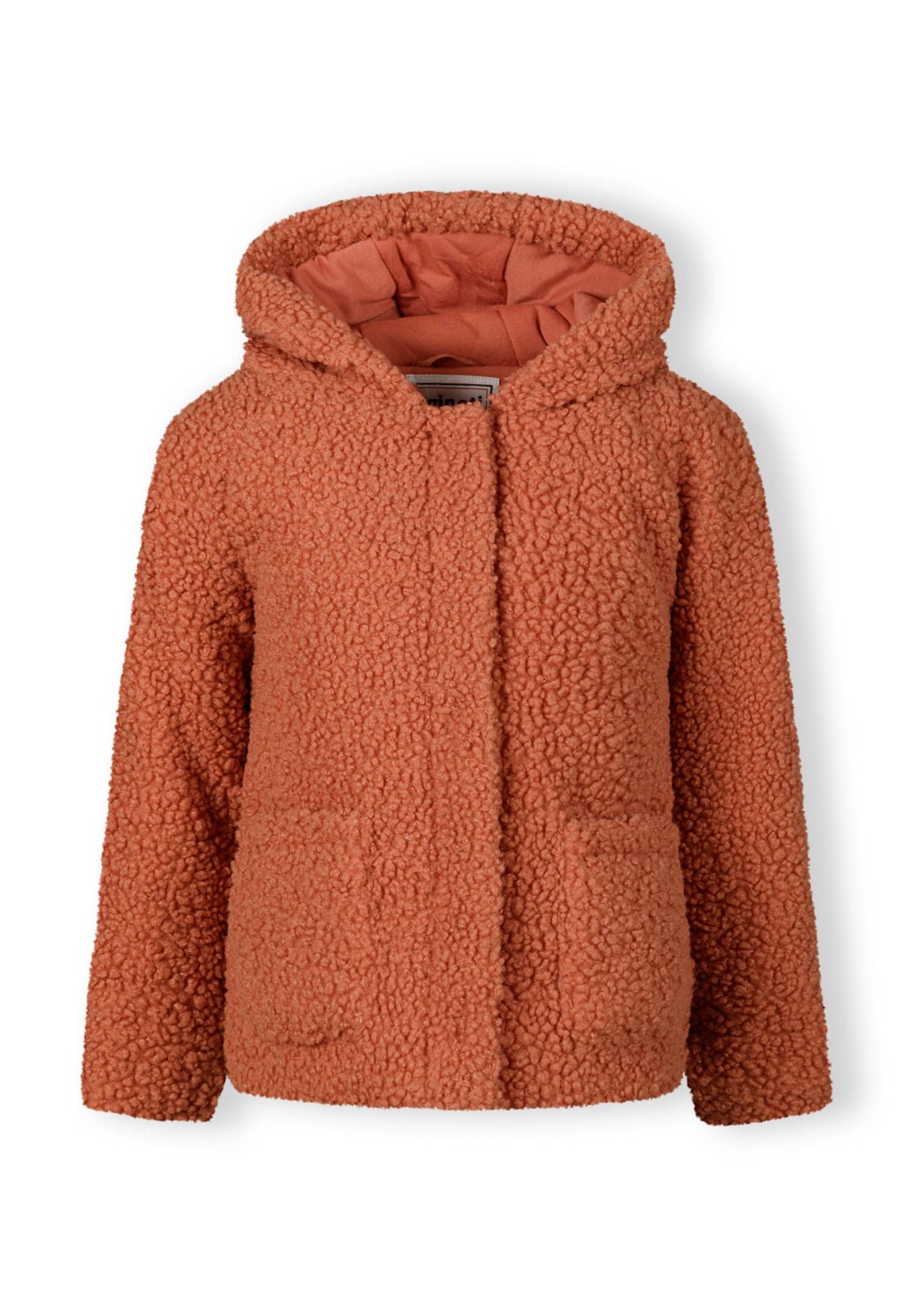 MINOTI Fleecejacke Fellimitatjacke, mit aufgesetzten Taschen und Druckknöpfen (9m-8y) schnelltrocknend, kuschelig