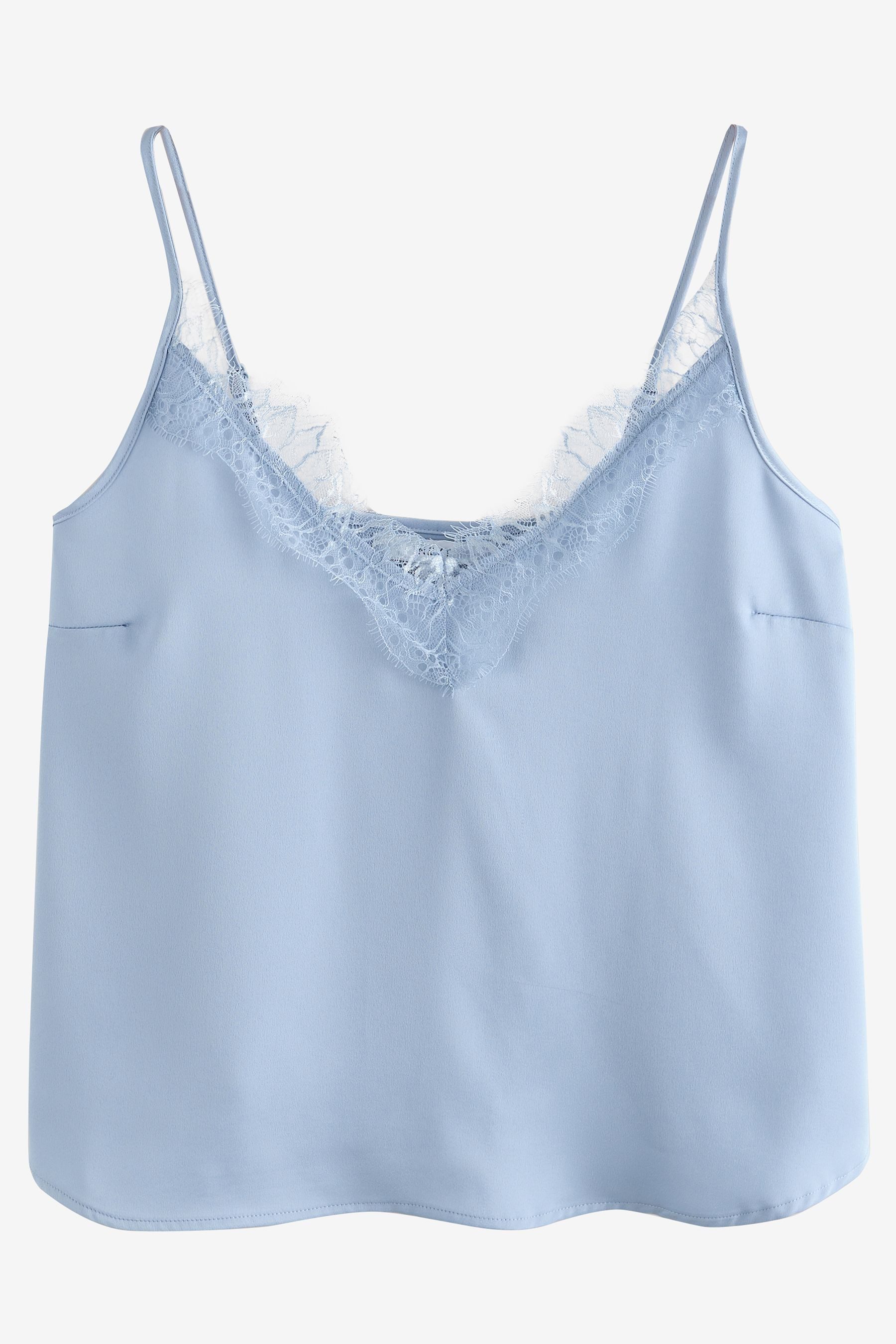 Trägertop Camisole-Oberteil mit Satin und Spitze, Kurzgröße