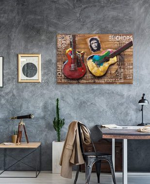 KUNSTLOFT Holzbild Kubanische Klänge 90x60 cm, handgefertiges Wandbild aus Holz