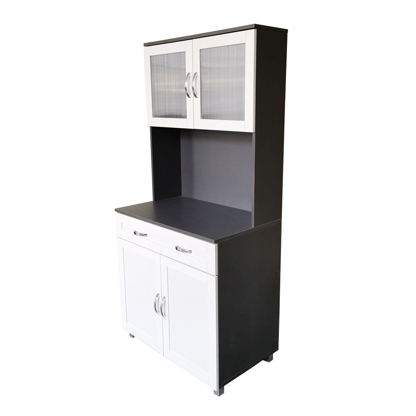 Küchenschrank Weiß Hochschrank HTI-Line Hochschrank Grau (1-St) Blanca Küchenbuffet