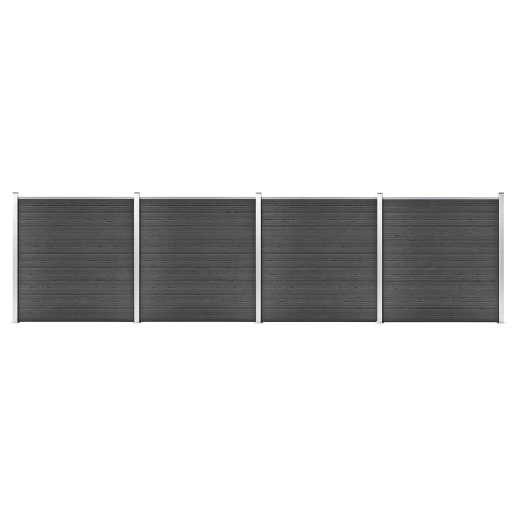 vidaXL Gartenzaun Zaunelement Set WPC 699x186 cm Schwarz, (1-St)
