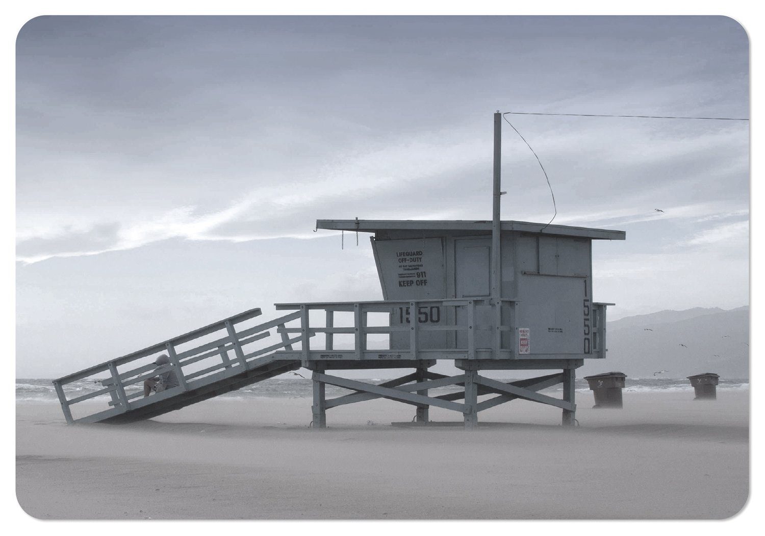Platzset, Beach Lifeguard, queence, (4-St), Vinyl Platzdeckchen Tischuntersetzer 2mm - 48x33 - - - Abwischbar cm