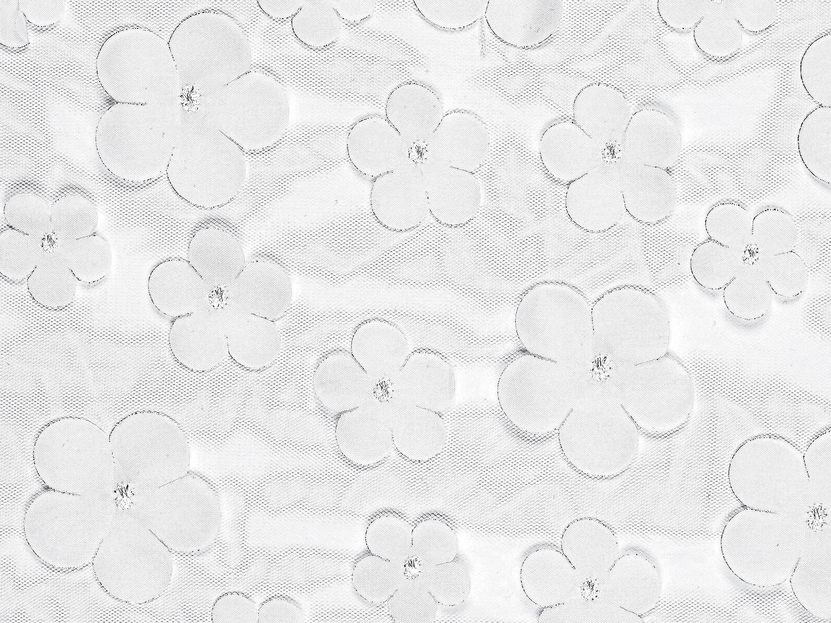 partydeco Tischläufer, Tischläufer mit Blumen 26cm x 5m Weiß