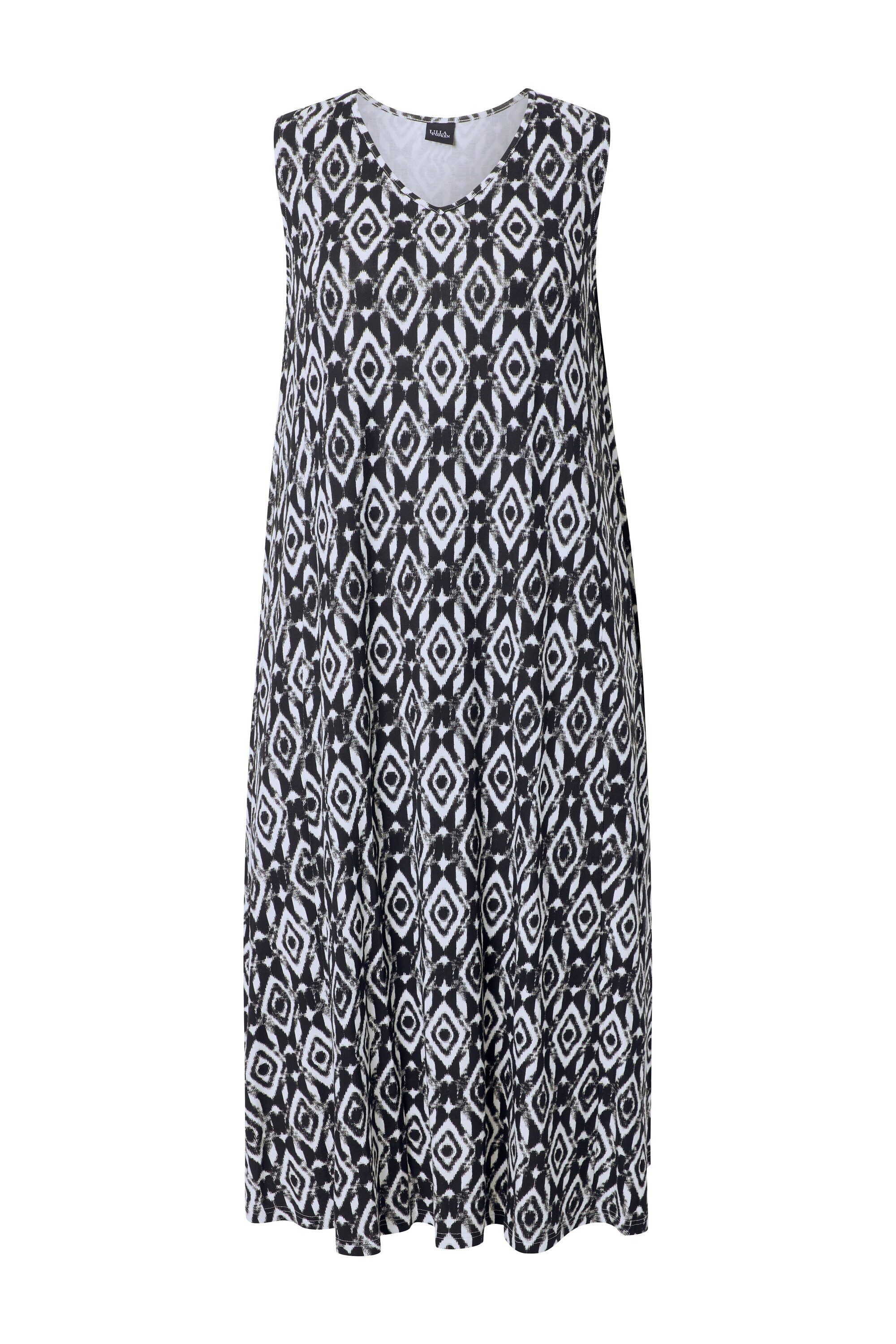 Maxikleid Maxikleid grafischer Druck V-Ausschnitt ärmellos
