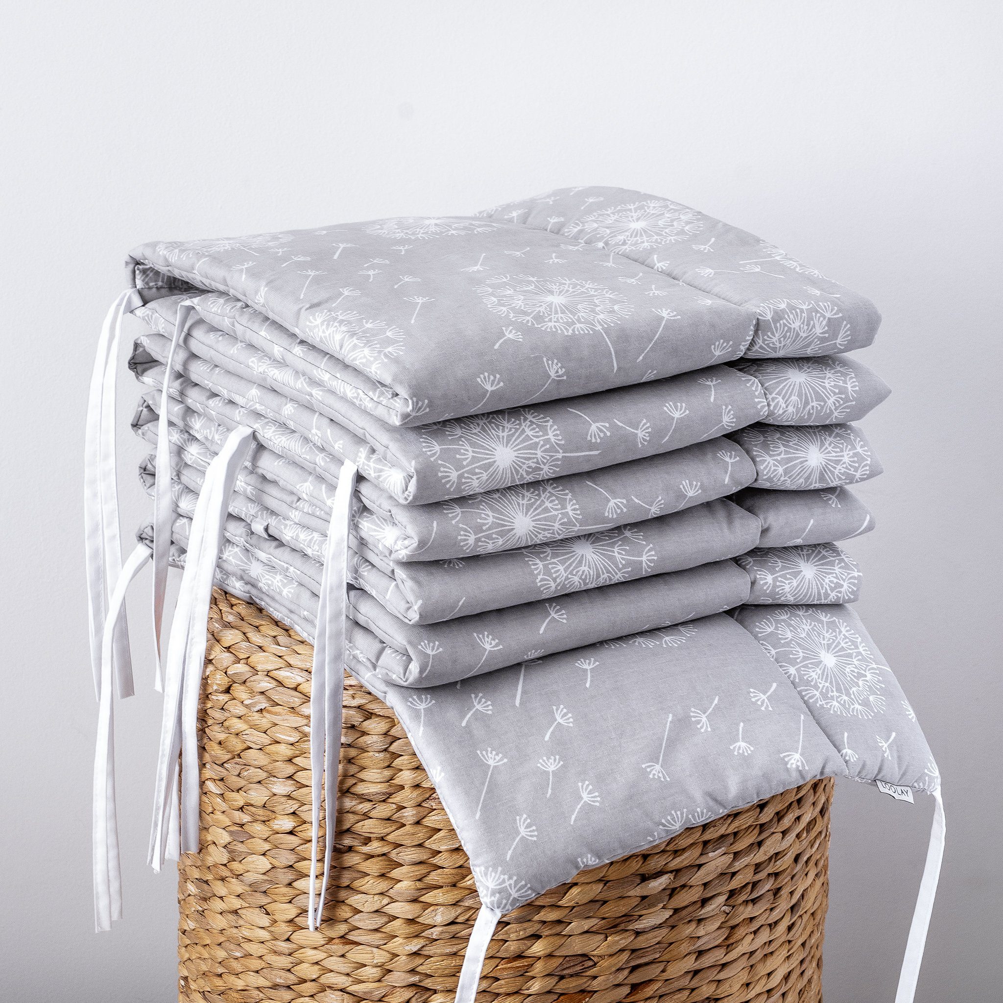 Loolay Bettnestchen GRAU WEIß Baumwolle BETTUMRANDUNG Babybett 420, 360, 21 günstig online kaufen