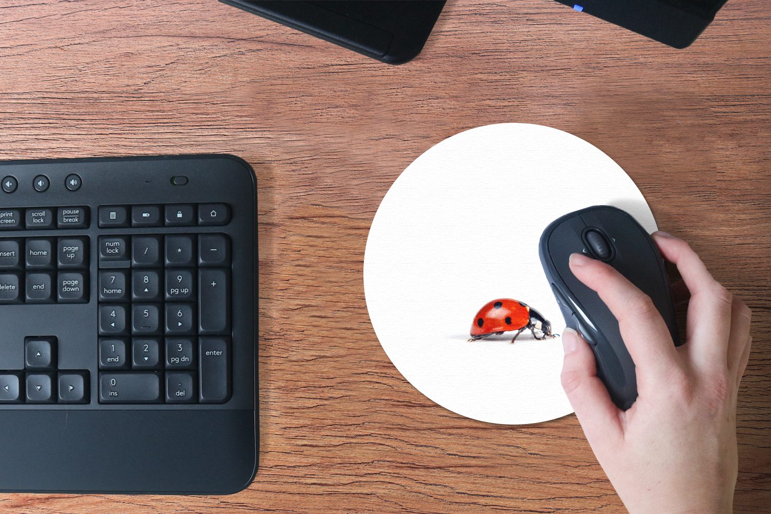 MuchoWow Mauspad Kleiner Marienkäfer (1-St), Büro für Tastatur und Maus, Mousepad Gaming, Rund 20x20 cm