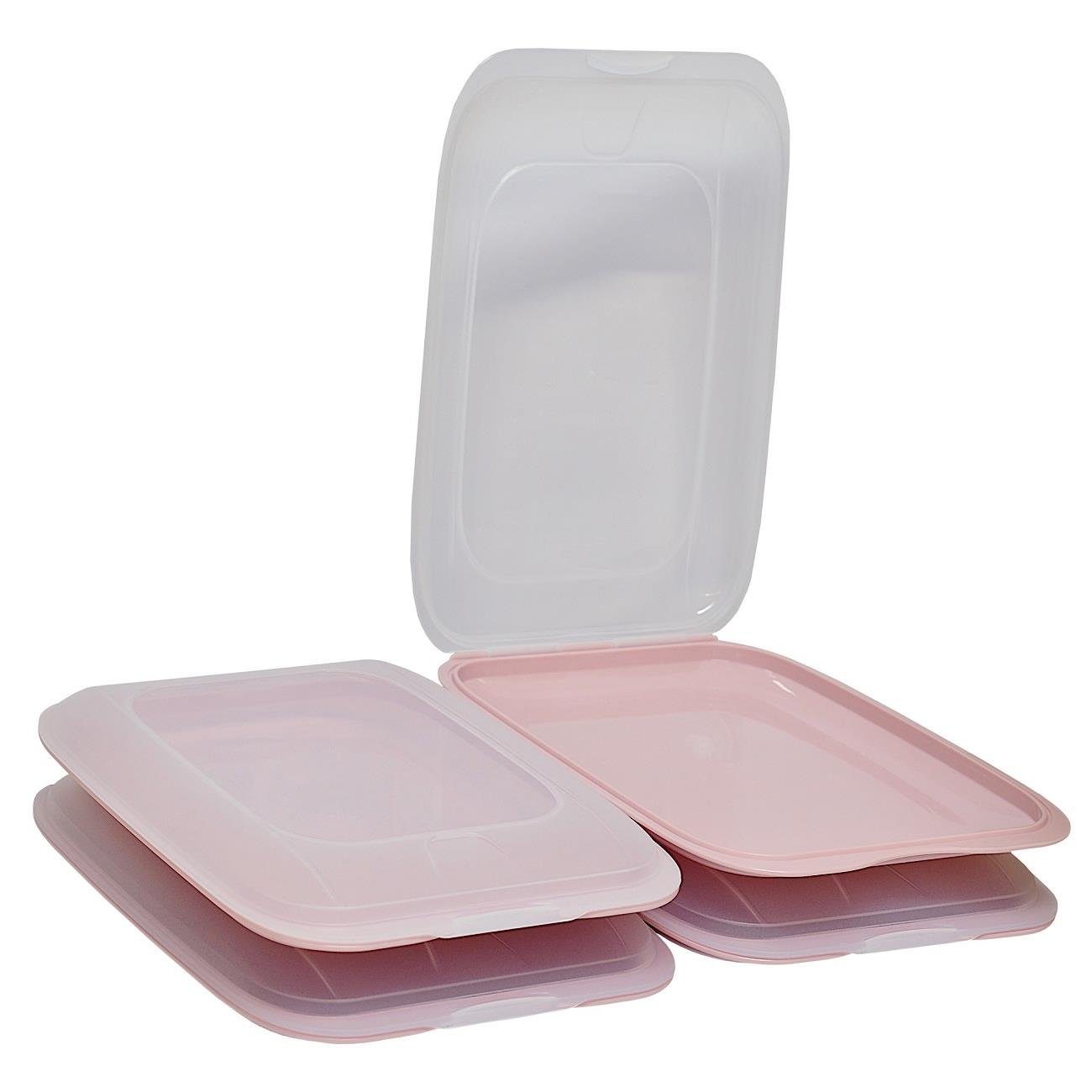 Engelland Frischhaltedose Aufschnittdosen, Aufschnittbox, PP-Kunststoff, BPA-frei, (Vorteils-Set, 4-tlg., mit transparentem Deckel), stapelbar, platzsparend, Ordnung im Kühlschrank, Organizer, Stapelbox