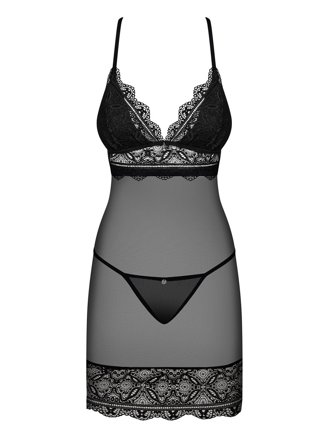 Obsessive Negligé Negligee Renelia schwarz mit String transparent (2-tlg)