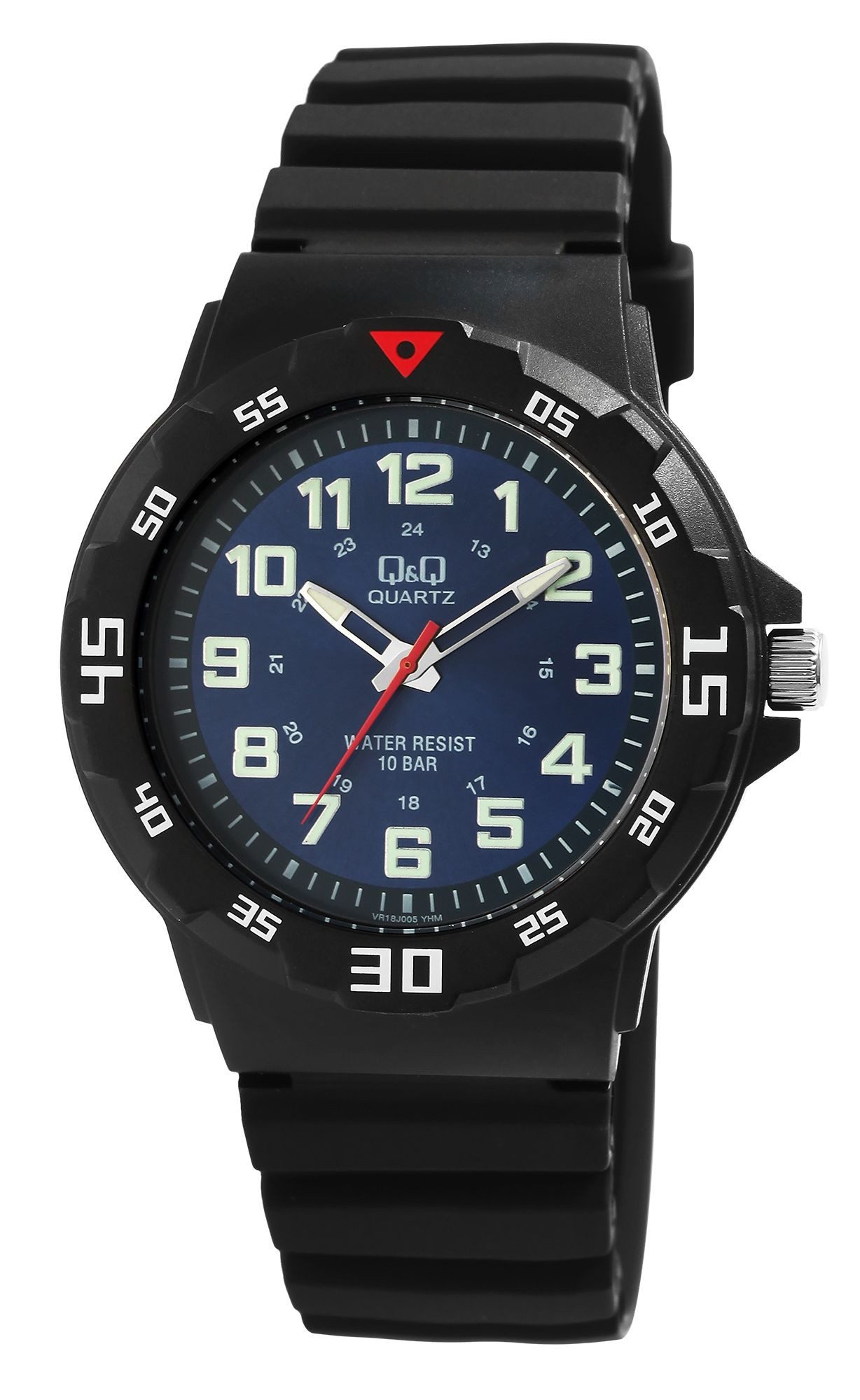 Q&Q Quarzuhr VR18J001Y mit Silikonarmband, 10 bar, schwarz
