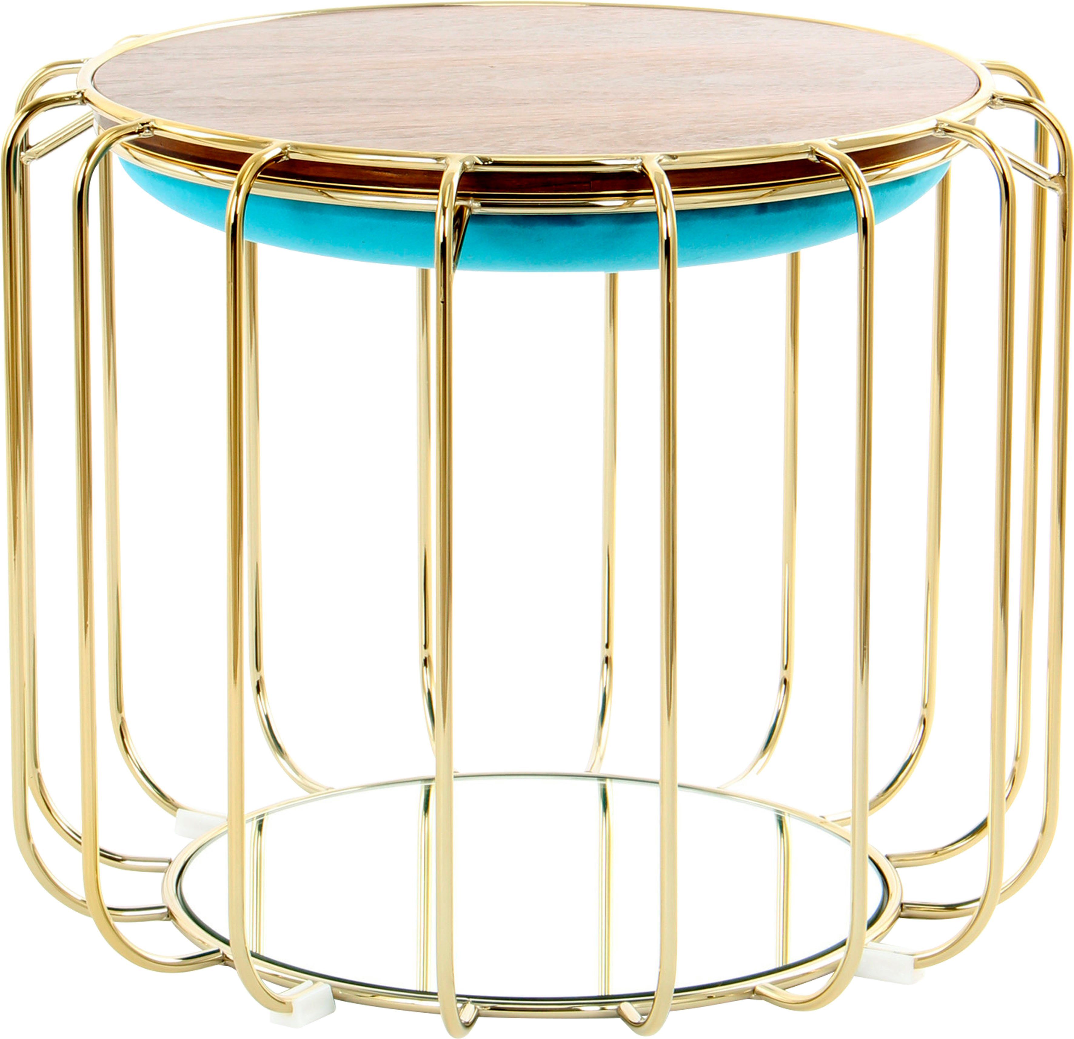Kayoom Comfortable Beistelltisch praktisch gold Spiegelglas Beistelltisch in Tisch Pouf 110, oder türkis / umzuwandeln | Hocker, mit
