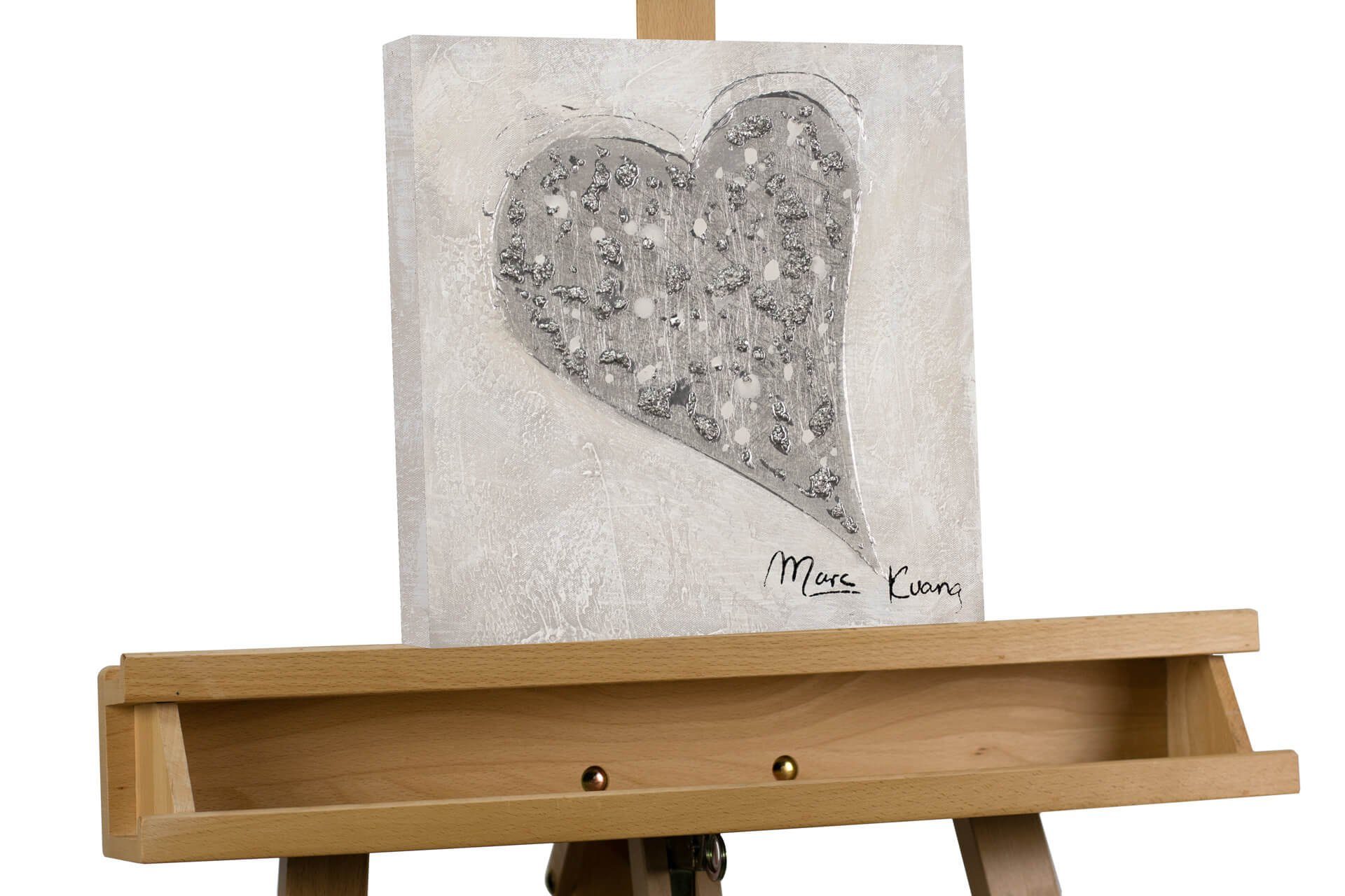 KUNSTLOFT Gemälde Elastic Heart 30x30 cm, Leinwandbild 100% HANDGEMALT Wandbild Wohnzimmer