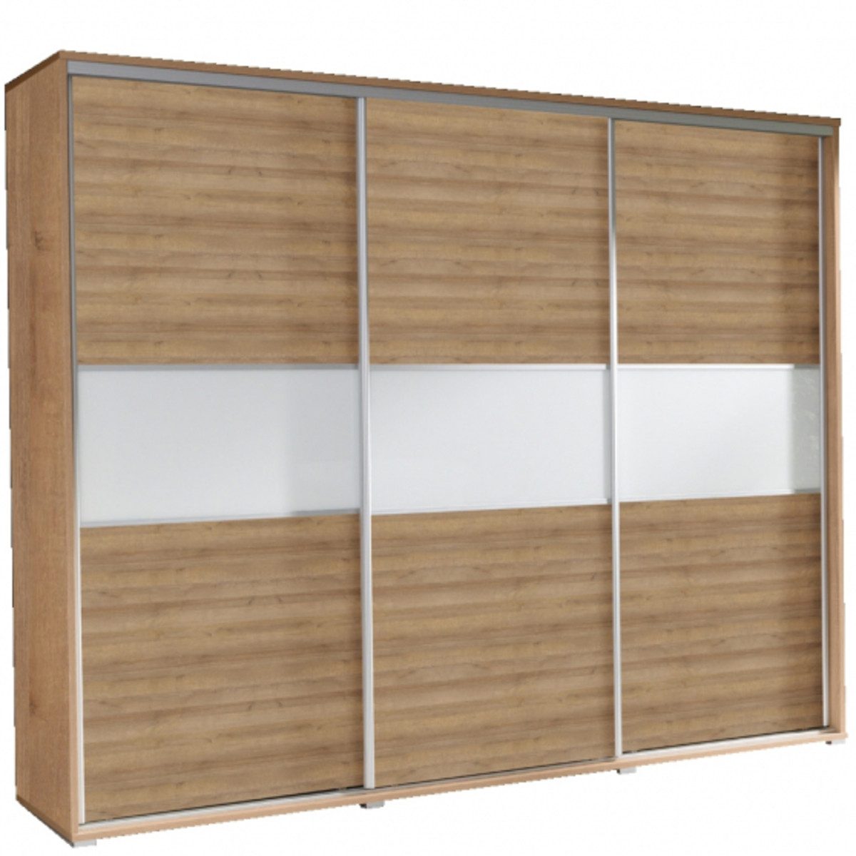 MOEBLO Kleiderschrank FLO (Schwebetürenschrank 3-türig Schrank Garderobe Schiebtüren Schlafzimmer) -(BxHxT):277x225x65 cm
